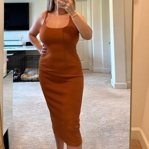 URBAN OUTFITTERS RIBBED KNIT MIDI BODYCON DRESS Size large